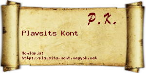 Plavsits Kont névjegykártya